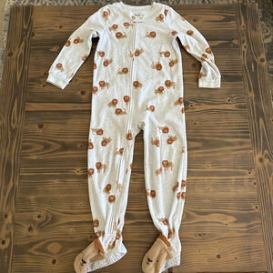 Boys Carter's Gray Lion Footed Pajamas 5T Fleece sleepwear